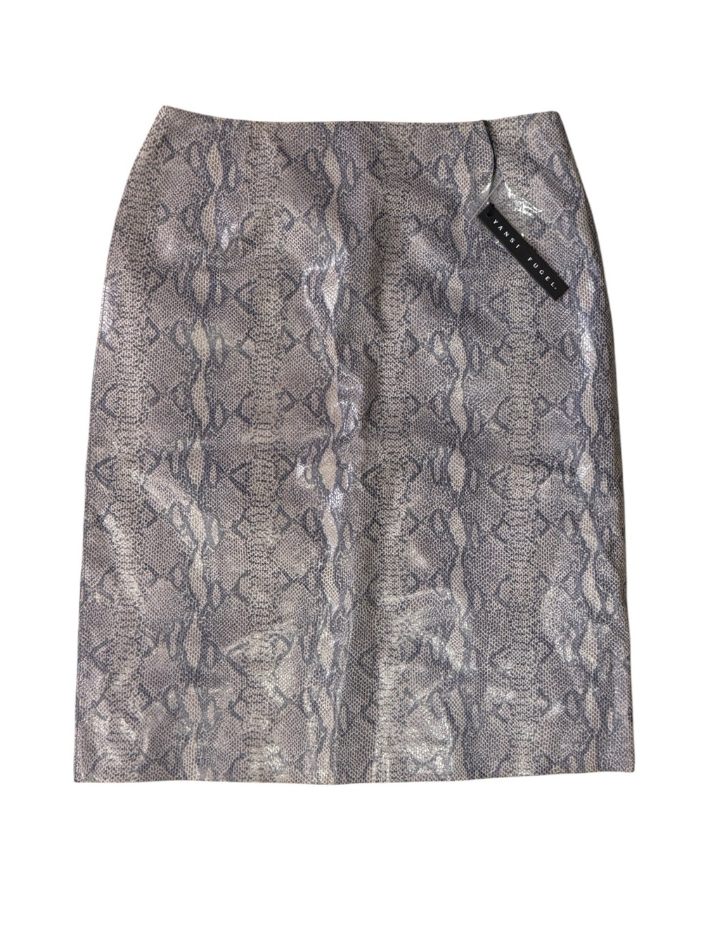 NWT Yansi Fugel Python Snake Print Leather Knee-Length Pencil Skirt Korea 8